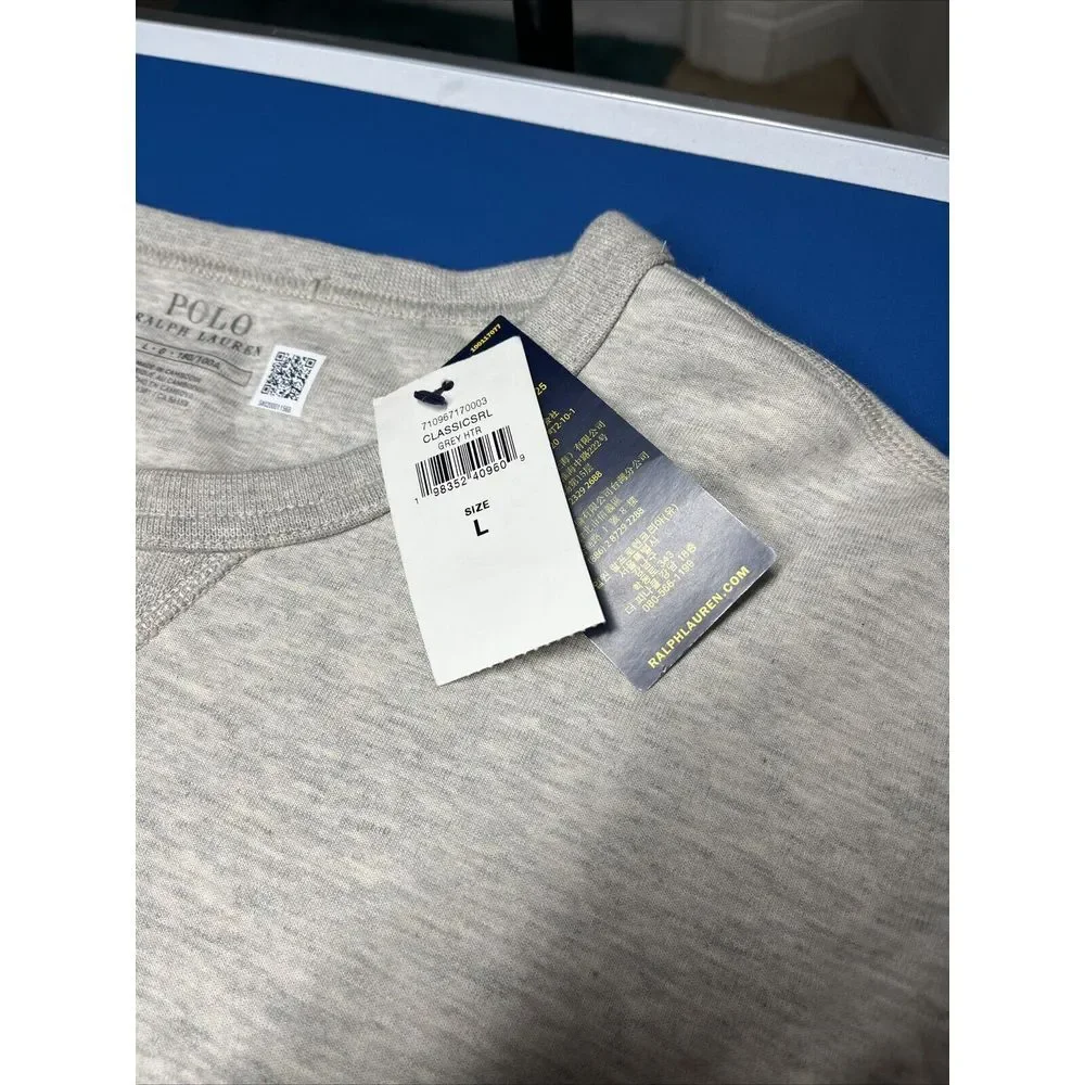 Polo Ralph Lauren Men's Embossed Logo Double-Knit Sweatshirt Gray Size Large NWT